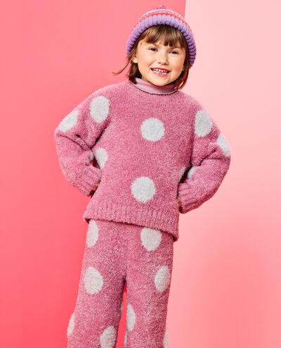 Sparkle Dot Sweater & Wide Leg Pants Set in Sparkle Dot on Fuchsia Pink - main