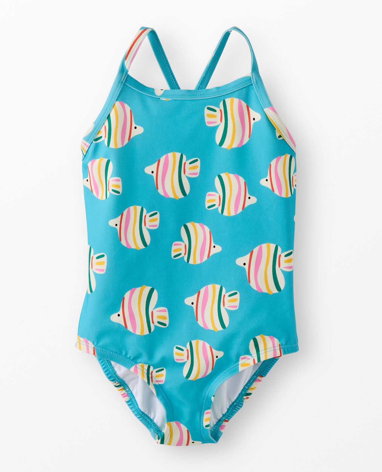 One-Piece Swimsuit in Rainbow Fish on Majorca Blue - main