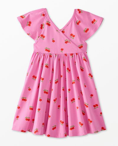 Back-to-Front Skater Dress with Pockets in Floral Duet on Pink - main