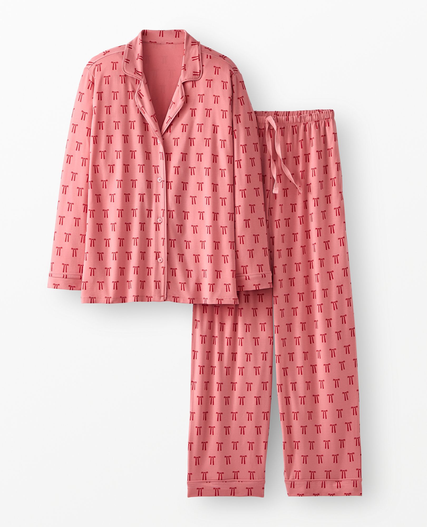 Women's Long Sleeve HannaSoft™ Pajama Set in Mini Bows on Macaron - main