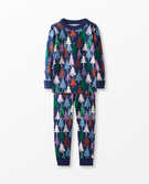 Long John Pajamas In Organic Cotton in Twinkly Trees - main