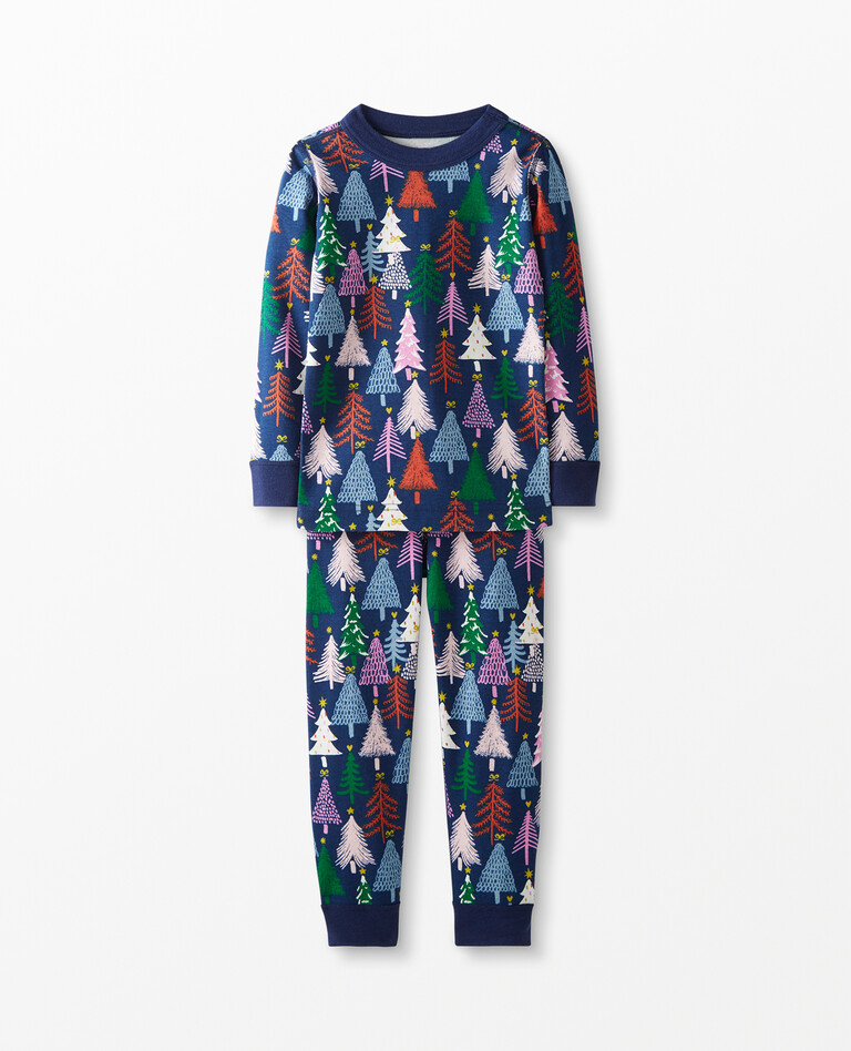 Long John Pajamas In Organic Cotton in Twinkly Trees - main