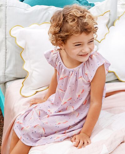 Flutter Sleeve Nightgown in Grazing Unicorns on Purple - main