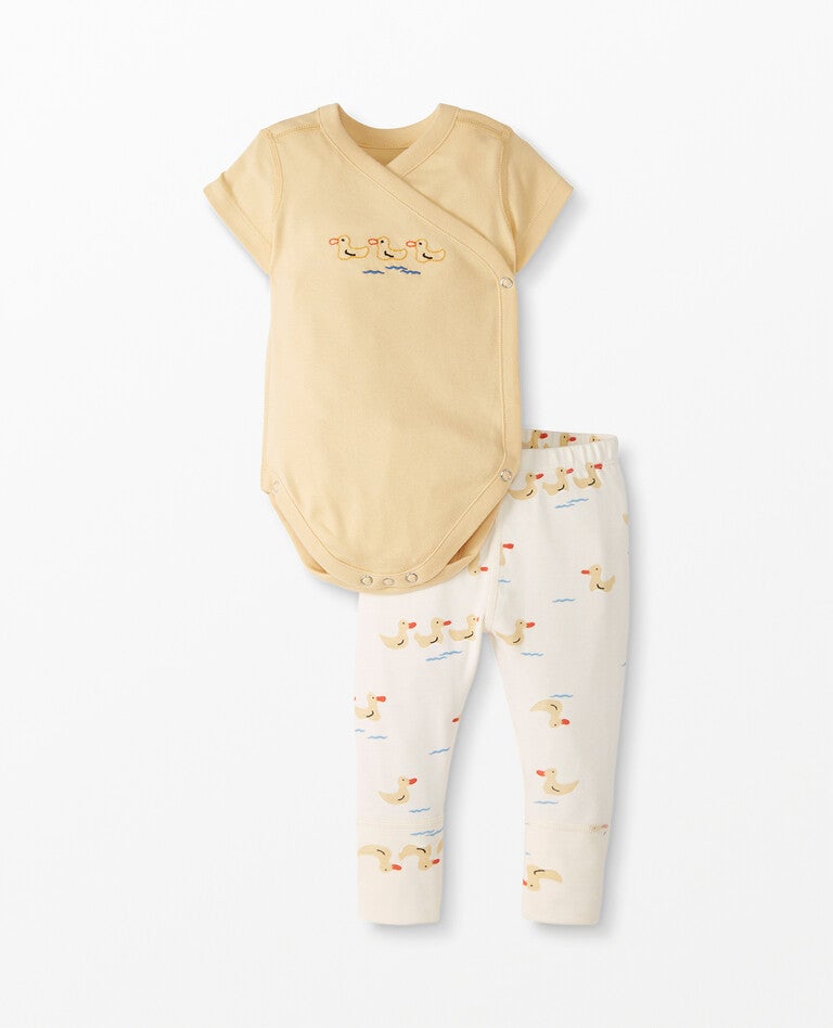 Baby Bodysuit & Pant Set In Organic Cotton in Rubber Duckie - main