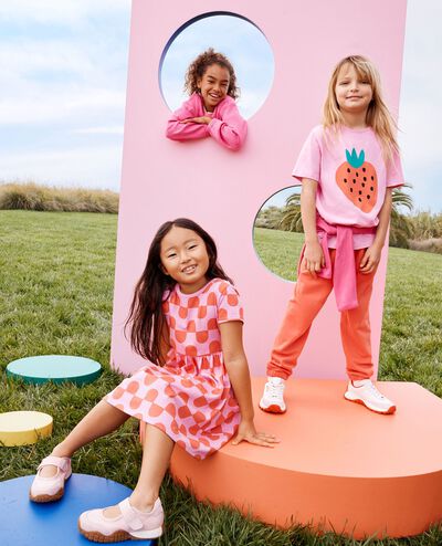Playground Dress with Pockets in Pink Spring Geo - main