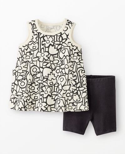 Baby Sleeveless Pocket Dress & Shorts Set in Full Bloom on Ecru - main