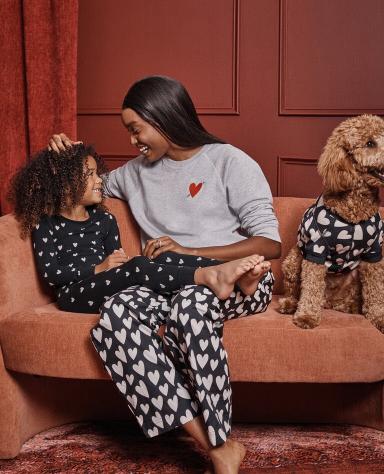 2 Piece Poodle Hearts Long Tee Pajama Set - Standard Poodle 2 Piece Poodle Hearts Long Tee Pajama Set - Standard Poodle