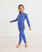 Valentines Long John Pajama Set in Mini Hearts on Blue - main