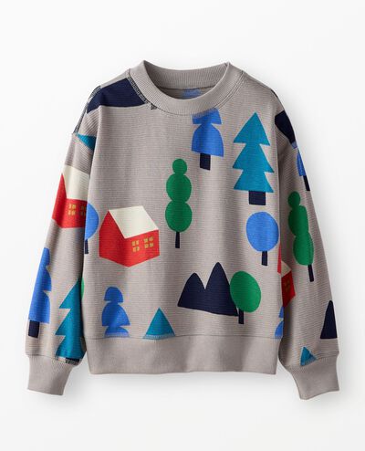Holiday Waffle Crewneck in Winter Cottage - main