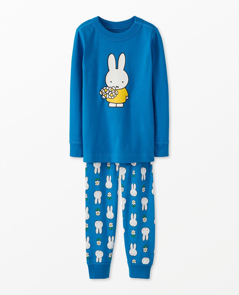 Miffy Print Long John Pajama Set in Miffy Blue - main