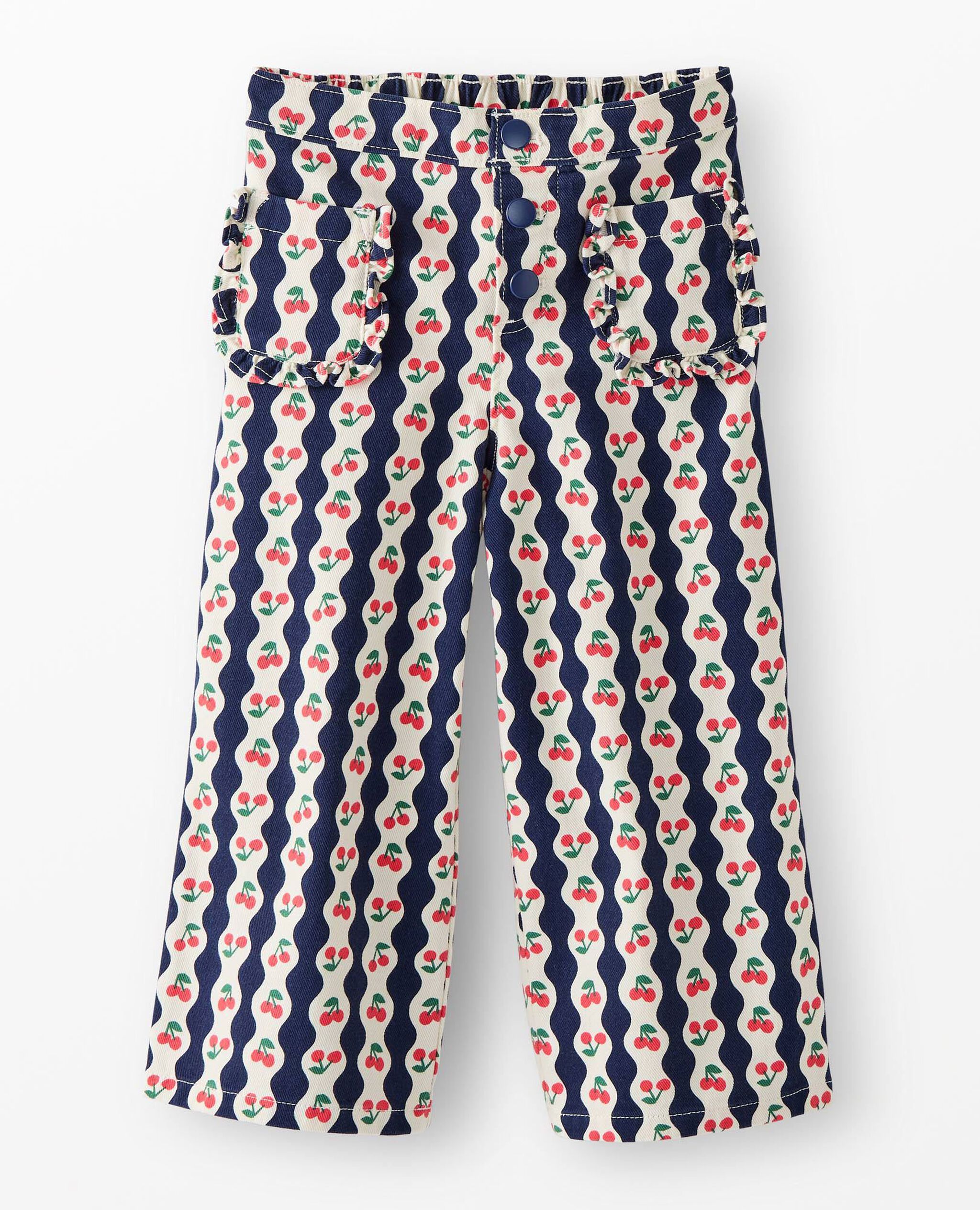 Wide Leg Printed Twill Pants in Cherry Wallpaper - main