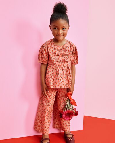 Poplin Top & Wide Leg Pants Set in Brown Sweetheart Garden - main