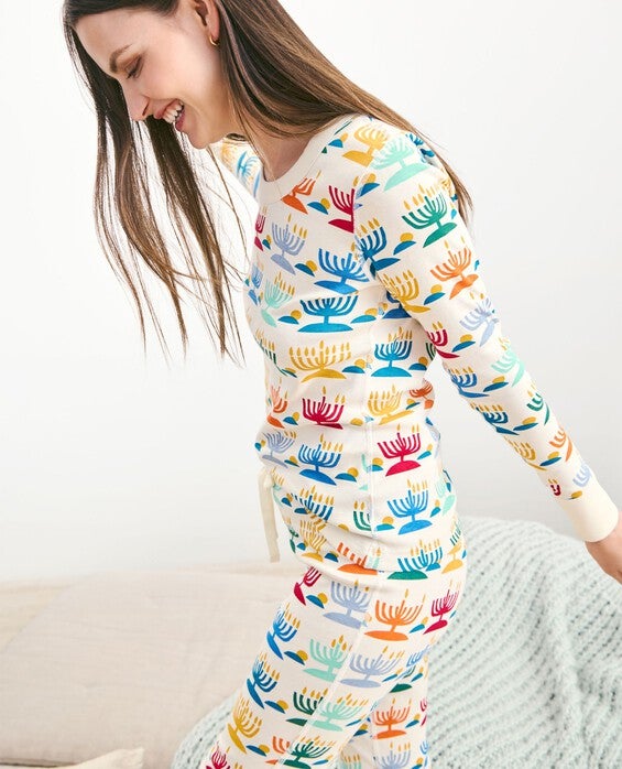 Women's Rainbow Hanukkah Holiday Print Long John Pajama Top - Size Adult XS by Hanna Andersson