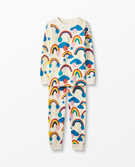 Rainbow Stripe Long John Pajamas In Organic Cotton in Storytime Rainbow - main