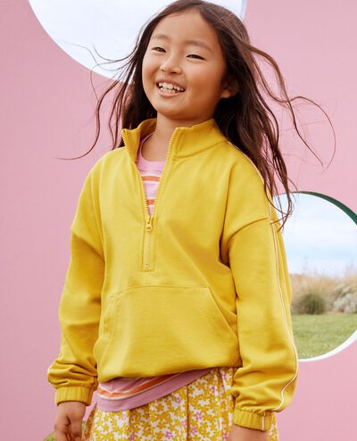 Oversized French Terry Quarter Zip Sweatshirt in Sulfur Yellow - main