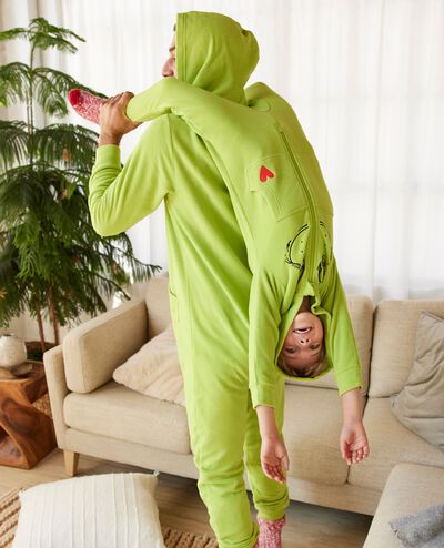 Adult Dr. Seuss Grinch Costume Fleece Jumpsuit in Grinch - main