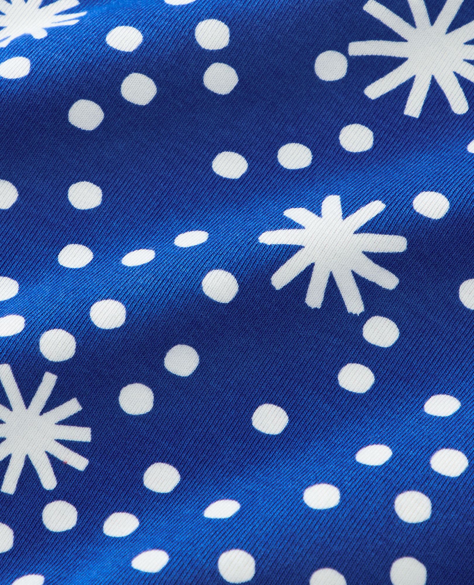 Adult Holiday Long John Pajama Top in First Snow on Galactic Blue - main