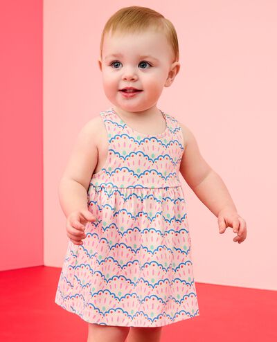 Baby Crossback Dress & Bloomers Set in Scalloped Stripes - main