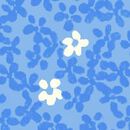 Sleeveless Button Front Dress with Pockets in Blue Flowers on Blue - swatch