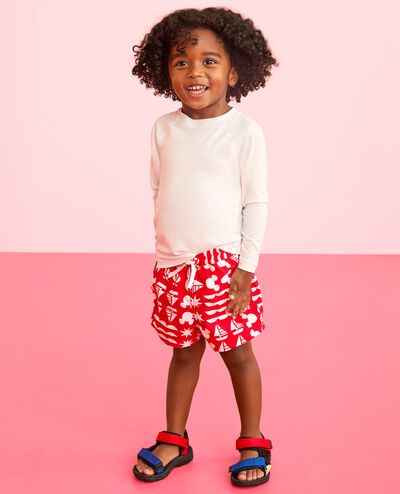 Disney Mickey Mouse Swim Trunks in Mickey Mouse Sail Patchwork Red - main