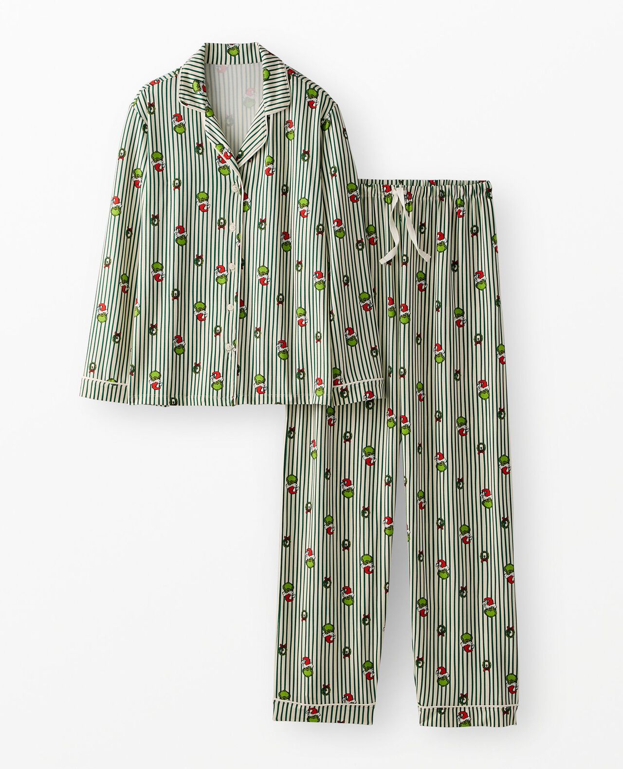 Women's Dr. Seuss Grinch Long Sleeve HannaSoft™ Pajama Set in Grinch Stripes - main
