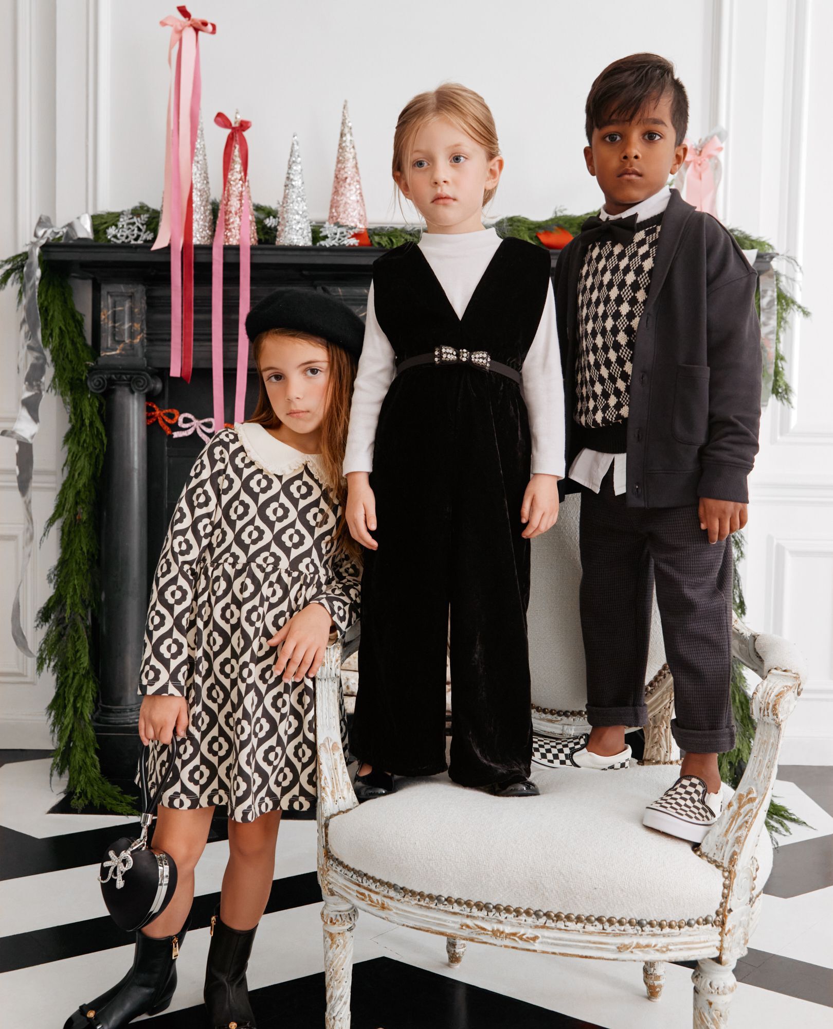 Pull-On Easy Jacquard Pants in Tonal Black Gingham - main