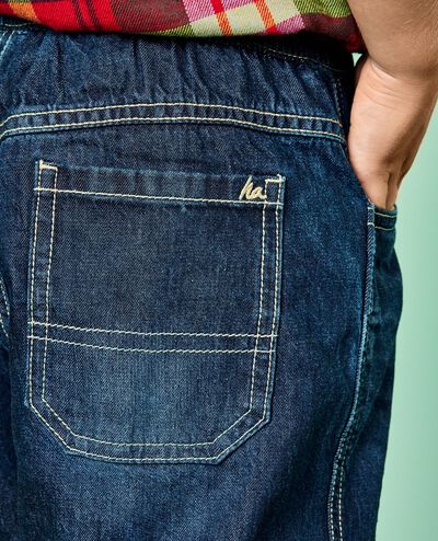 Denim Pull-On Lined Pants in Med-Dark Wash - main
