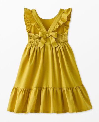 Ruffle Sleeve Linen Dress in Parakeet Green - main