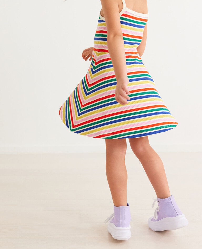 Striped Cami Fit & Flare Dress in Multi - main
