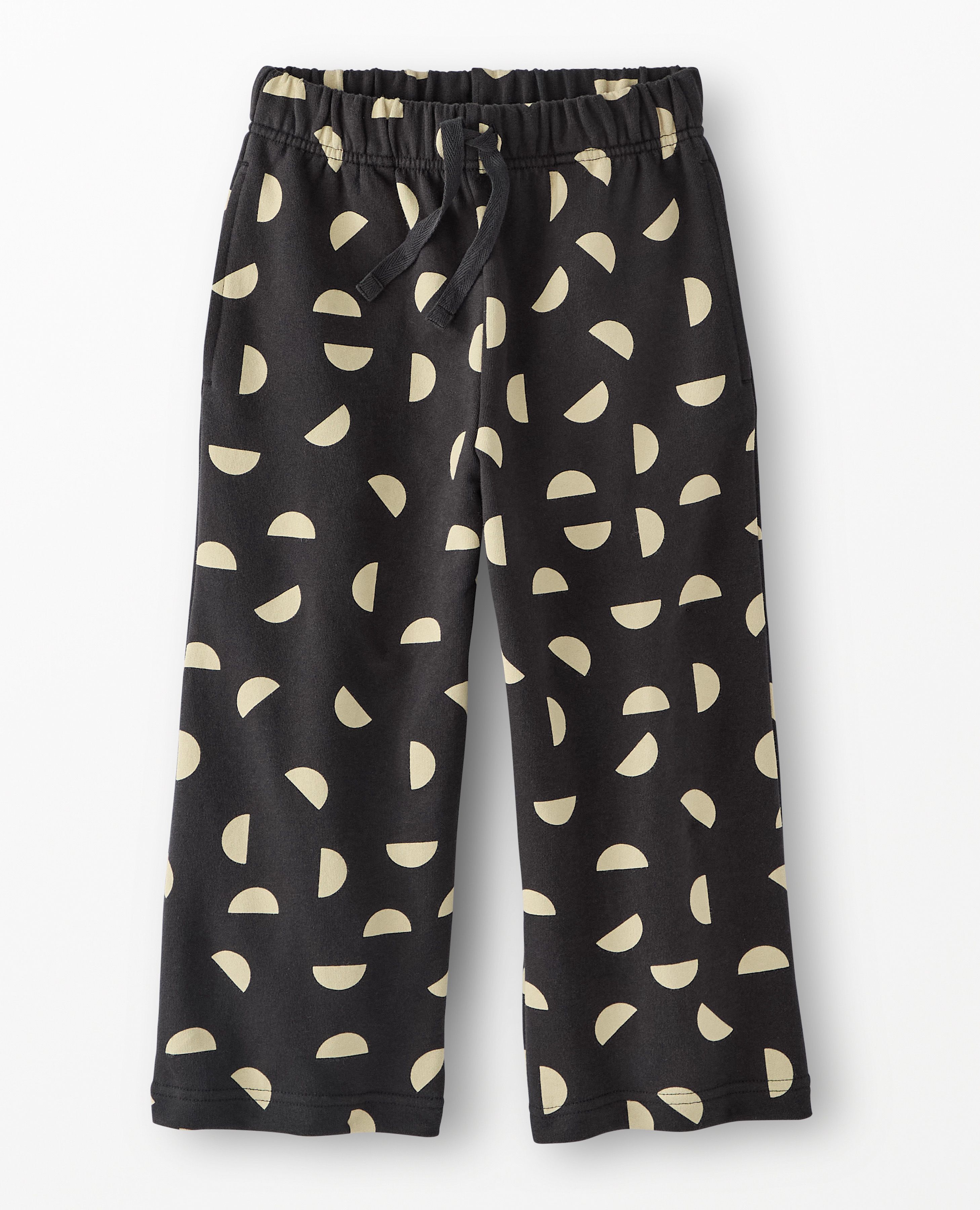 French Terry Wide Leg Sweatpants in Half Moons on Soft Black - main