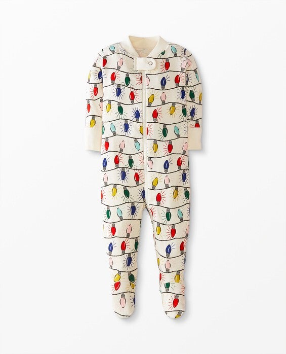 Baby Holiday Footed Zip Sleeper Pajamas in Bright Bulbs - 100% Cotton - Size 3-6 mos by Hanna Andersson