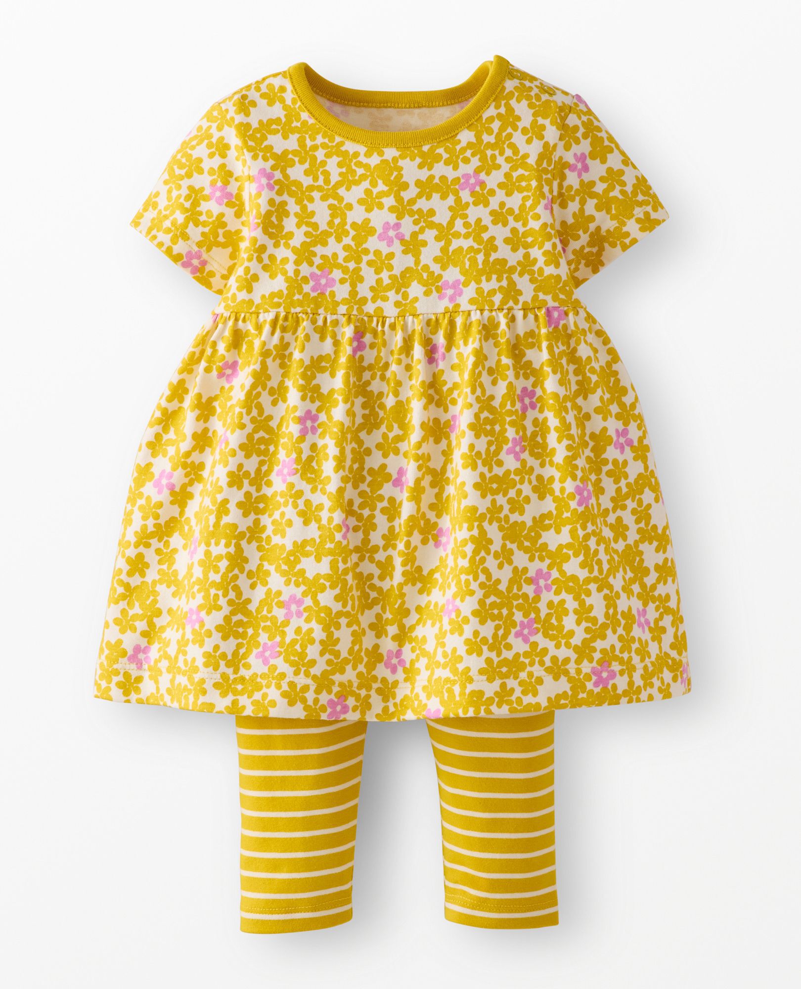 Baby Dress & Leggings Set in Scattered Daisies on Ecru - main