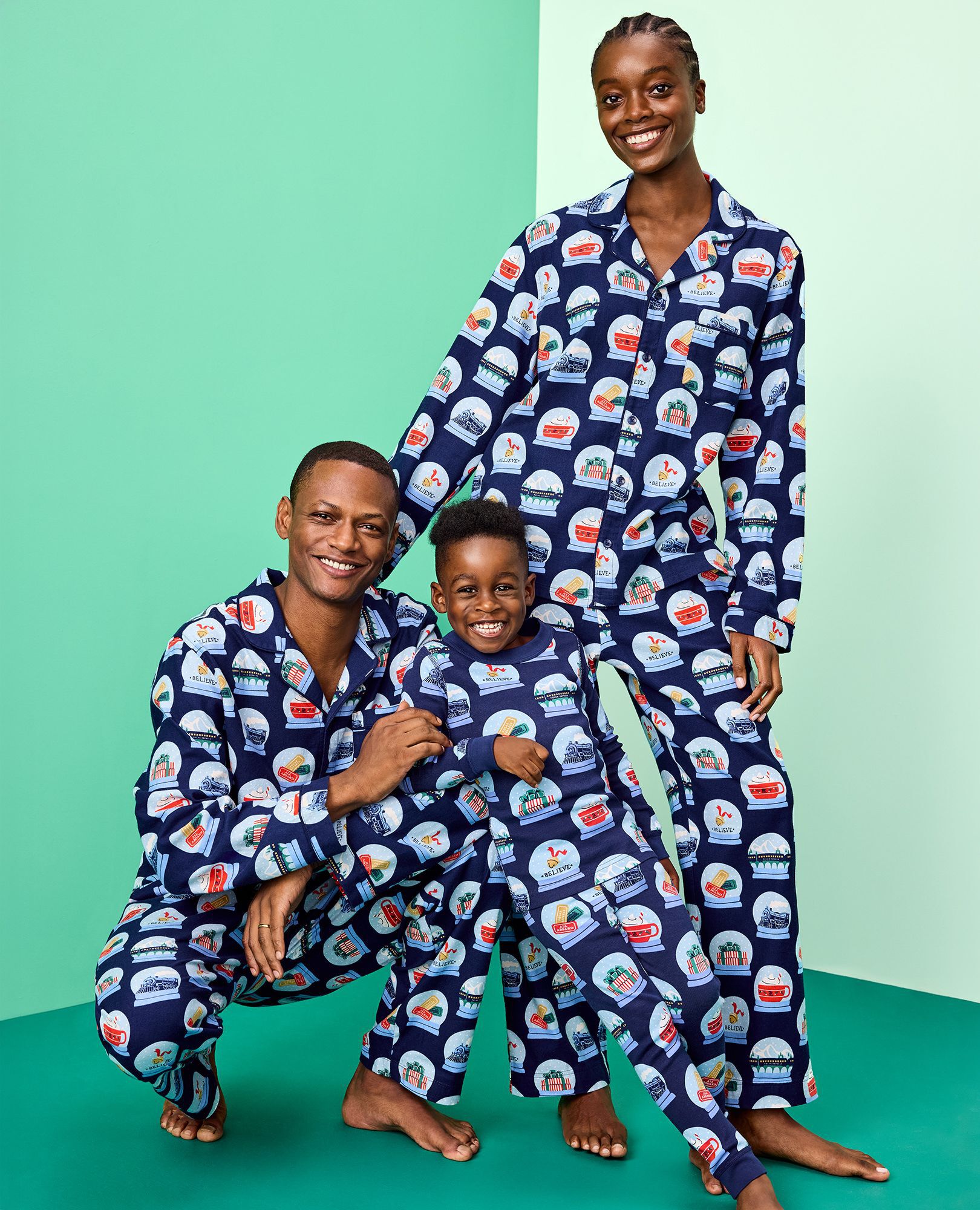 Adult The Polar Express Flannel Pajama Top in Polar Express Snowglobes - main