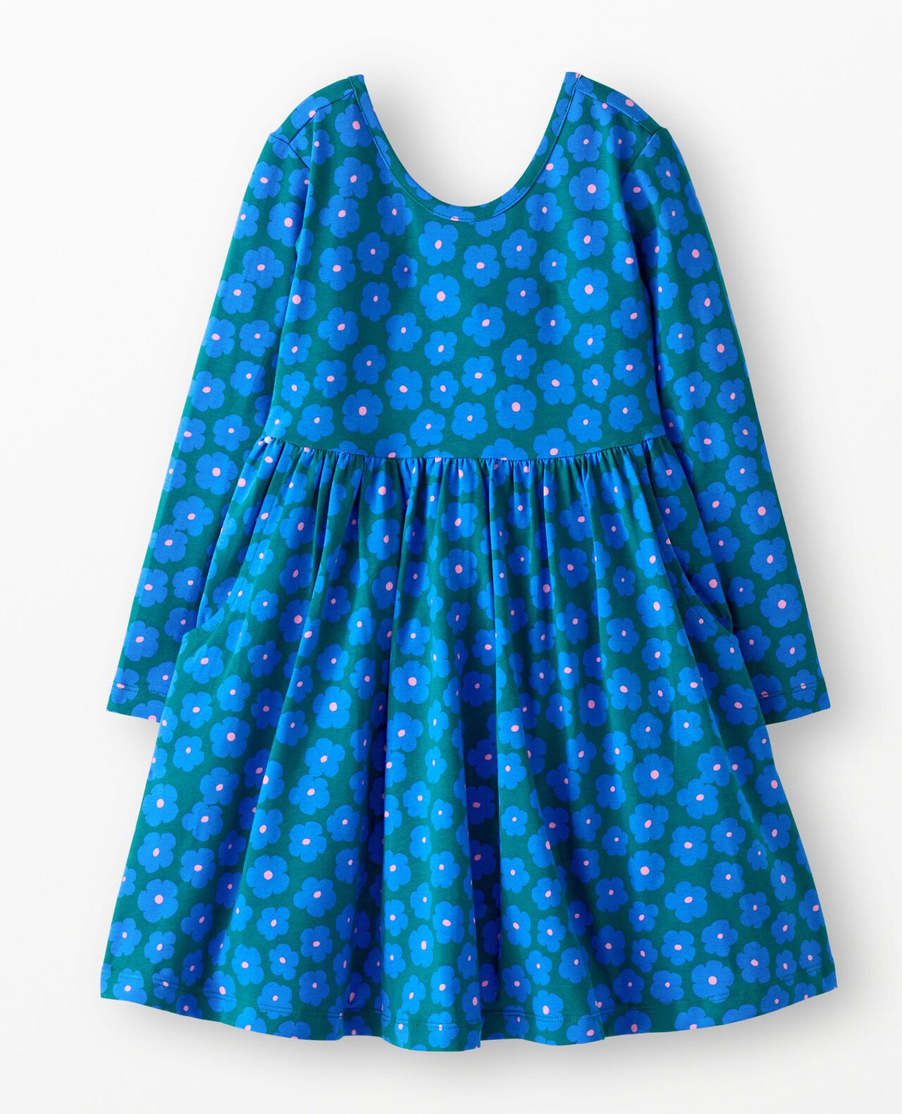 Long Sleeve Skater Dress with Pockets in Floral on Everglade - main