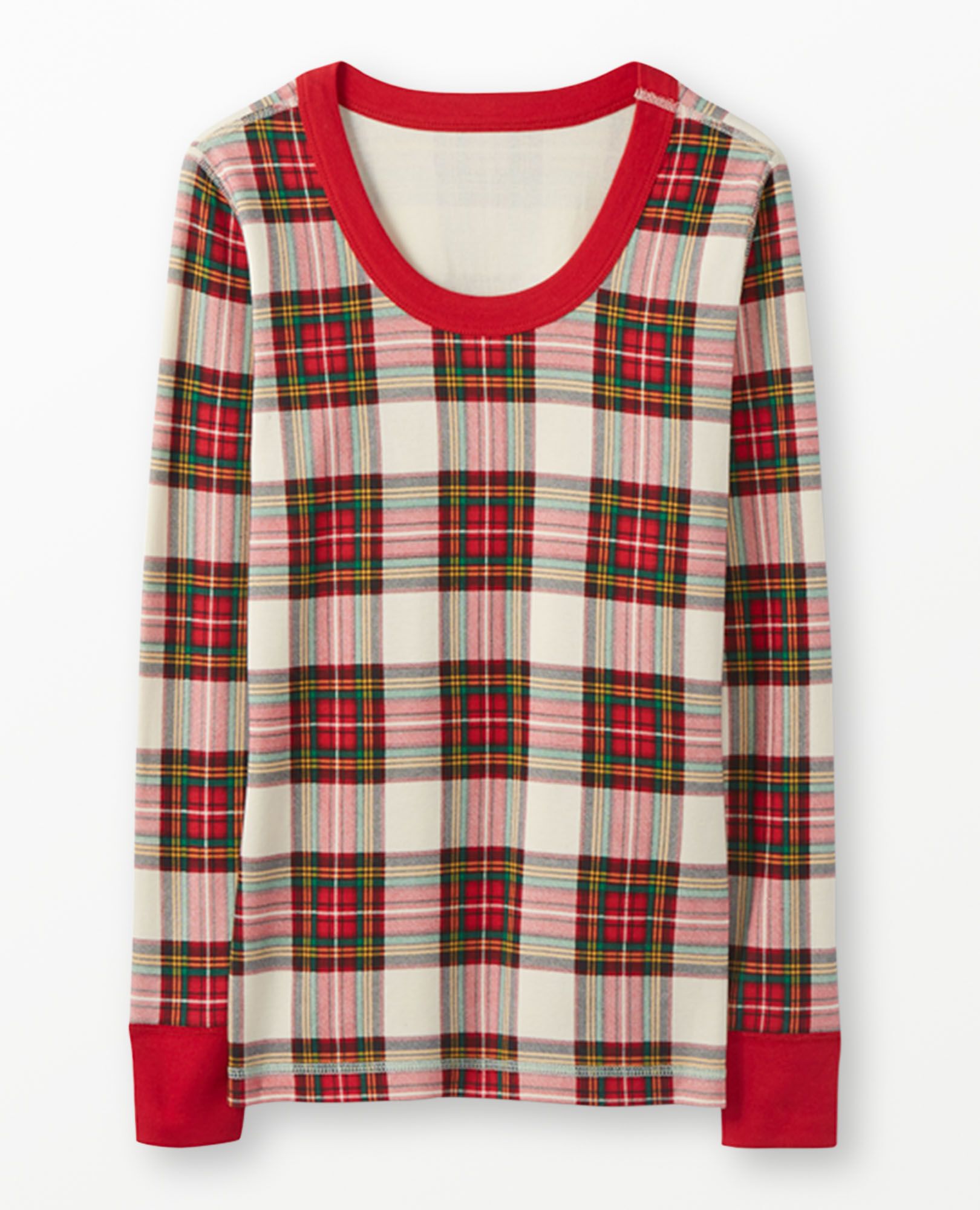 Women's Holiday Long John Pajama Top in Family Holiday Plaid - main