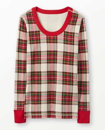 Women's Holiday Long John Pajama Top in Family Holiday Plaid - main