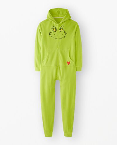 Adult Dr. Seuss Grinch Costume Fleece Jumpsuit in Grinch - main