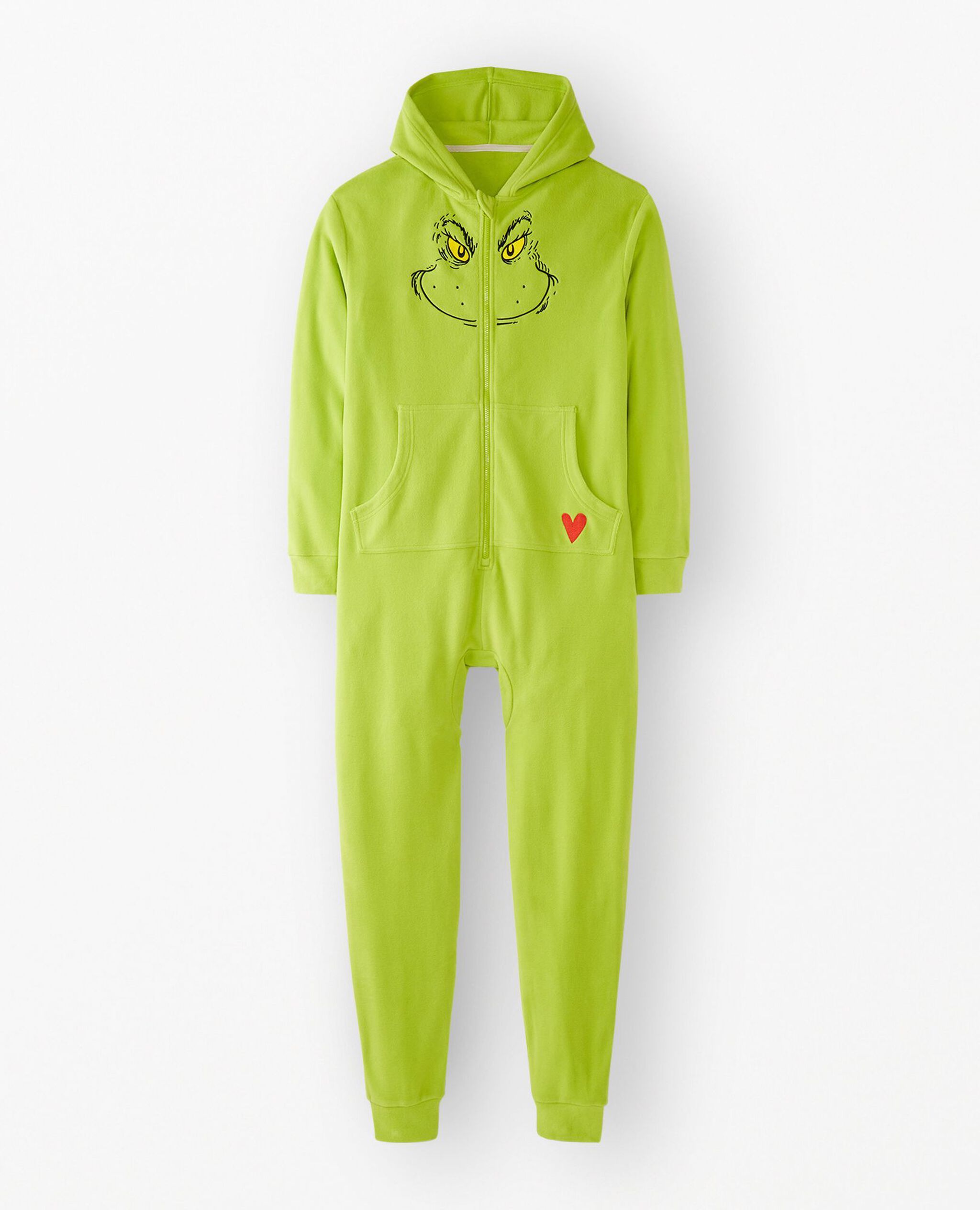 Adult Dr. Seuss Grinch Costume Fleece Jumpsuit in Grinch - main