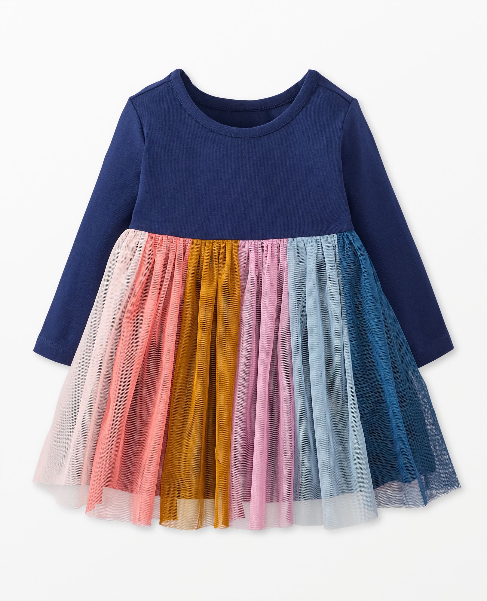 Rainbow Multi Baby Long Sleeve Tulle Dress in 100 Cotton Toddler Girls Size 3 by Hanna Andersson