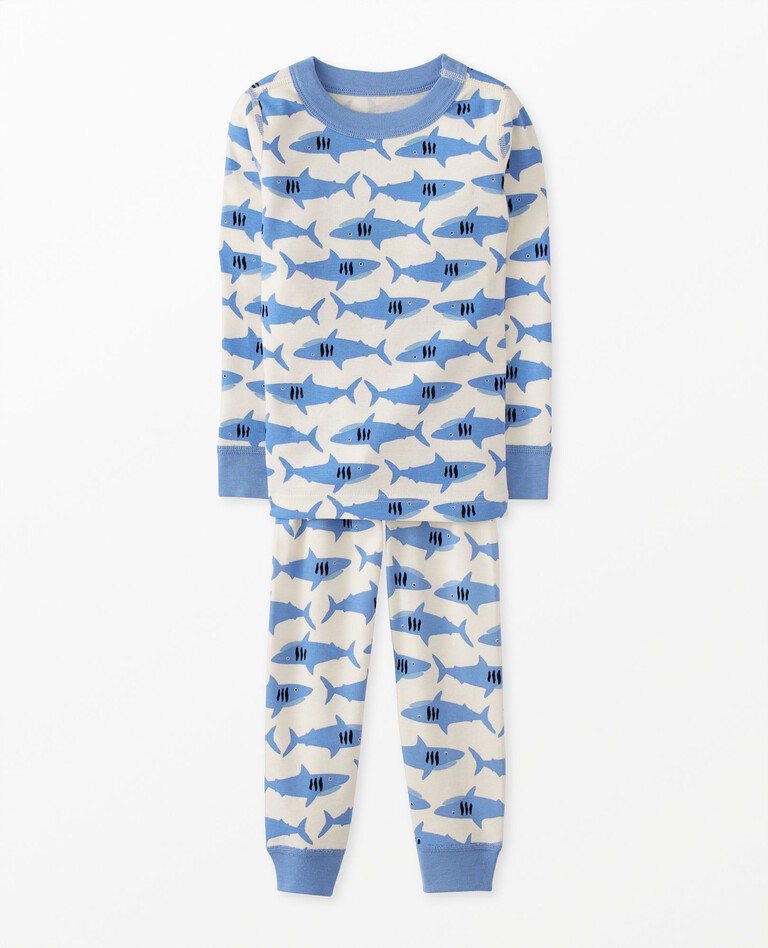 Long John Pajama Set in Bubbles the Shark - main