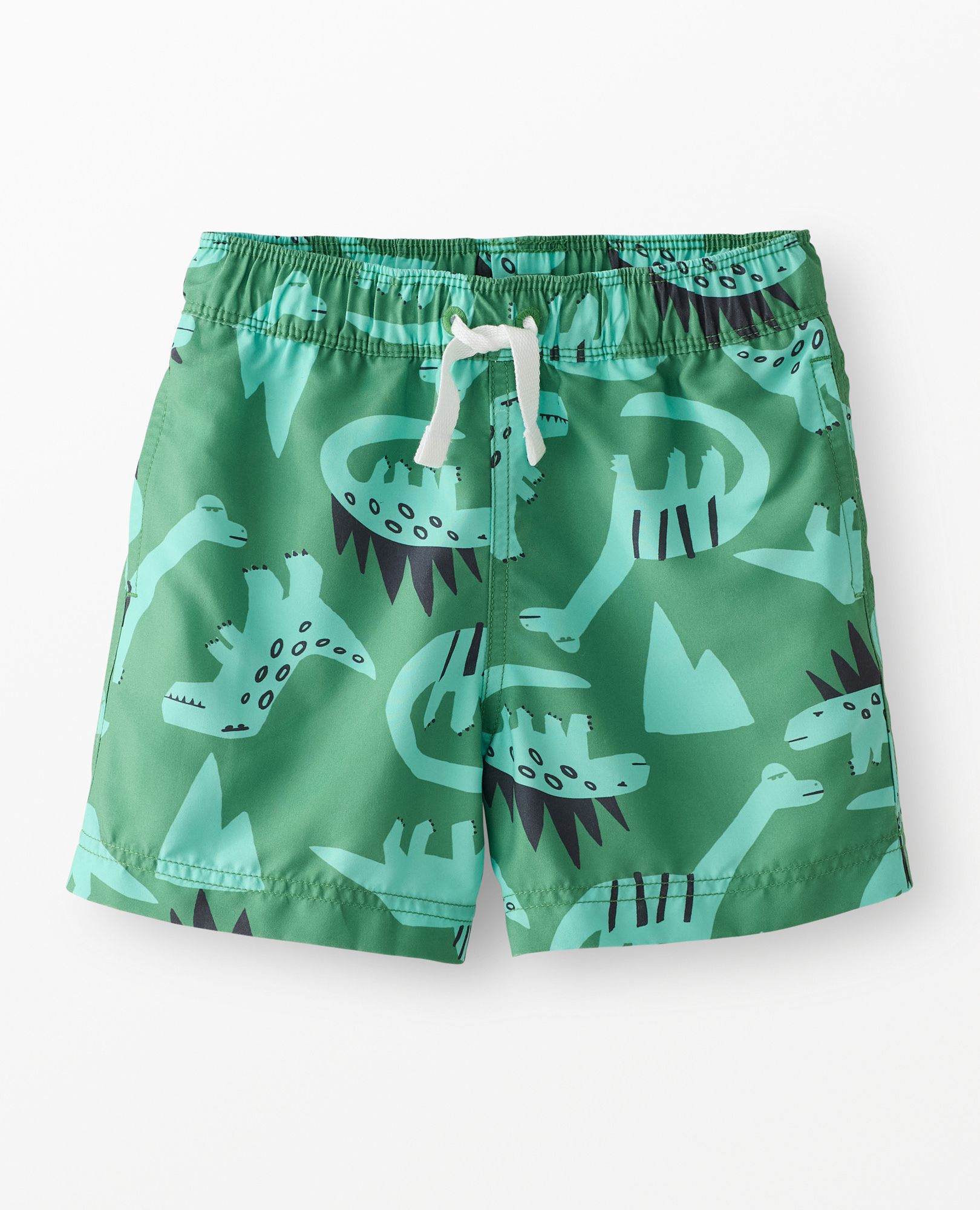 Swim Trunks in Blue Dinos On Green - main