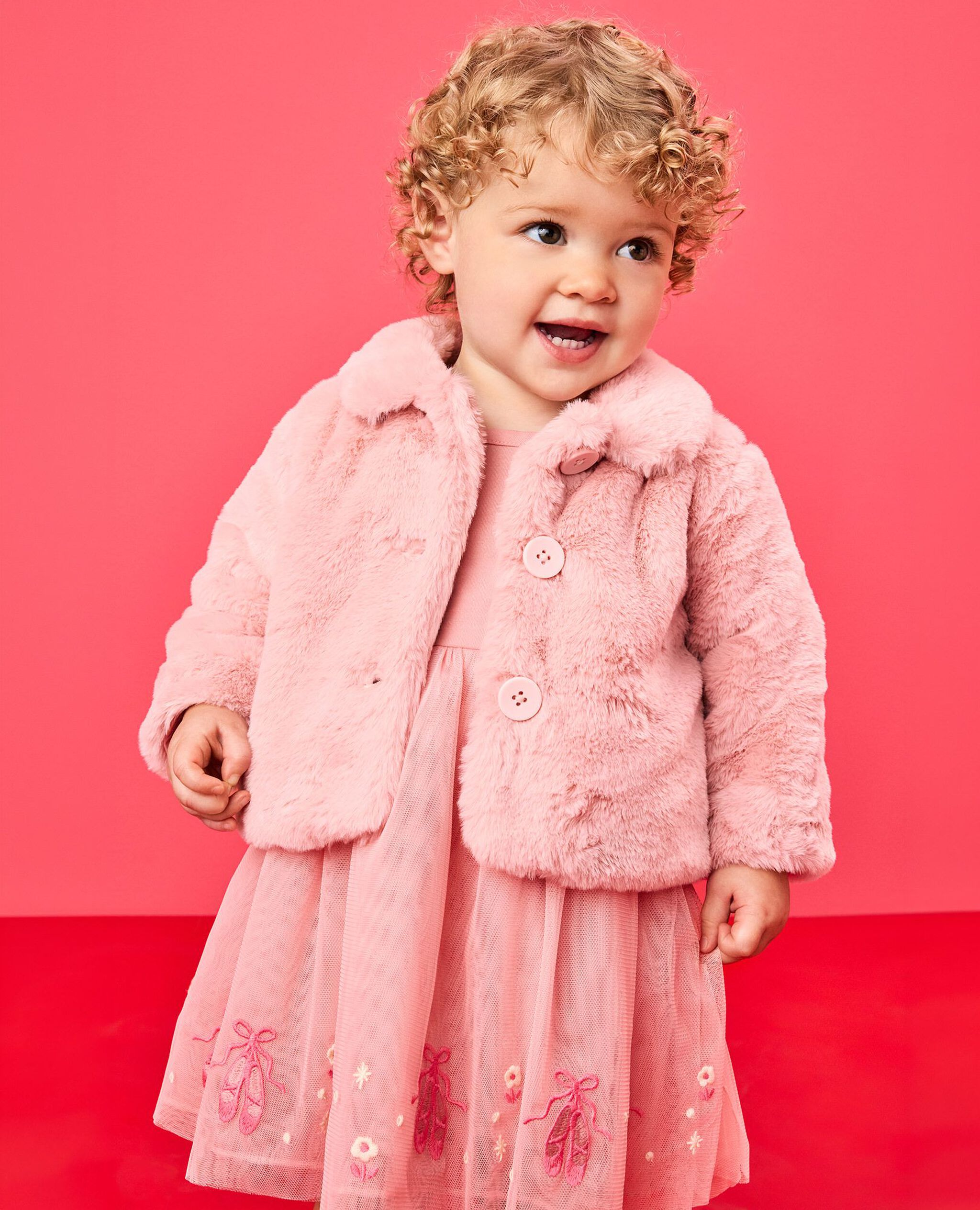 Baby Long Sleeve Tulle Embroidered Dress in Pointe Shoes on Powdered Rose - main