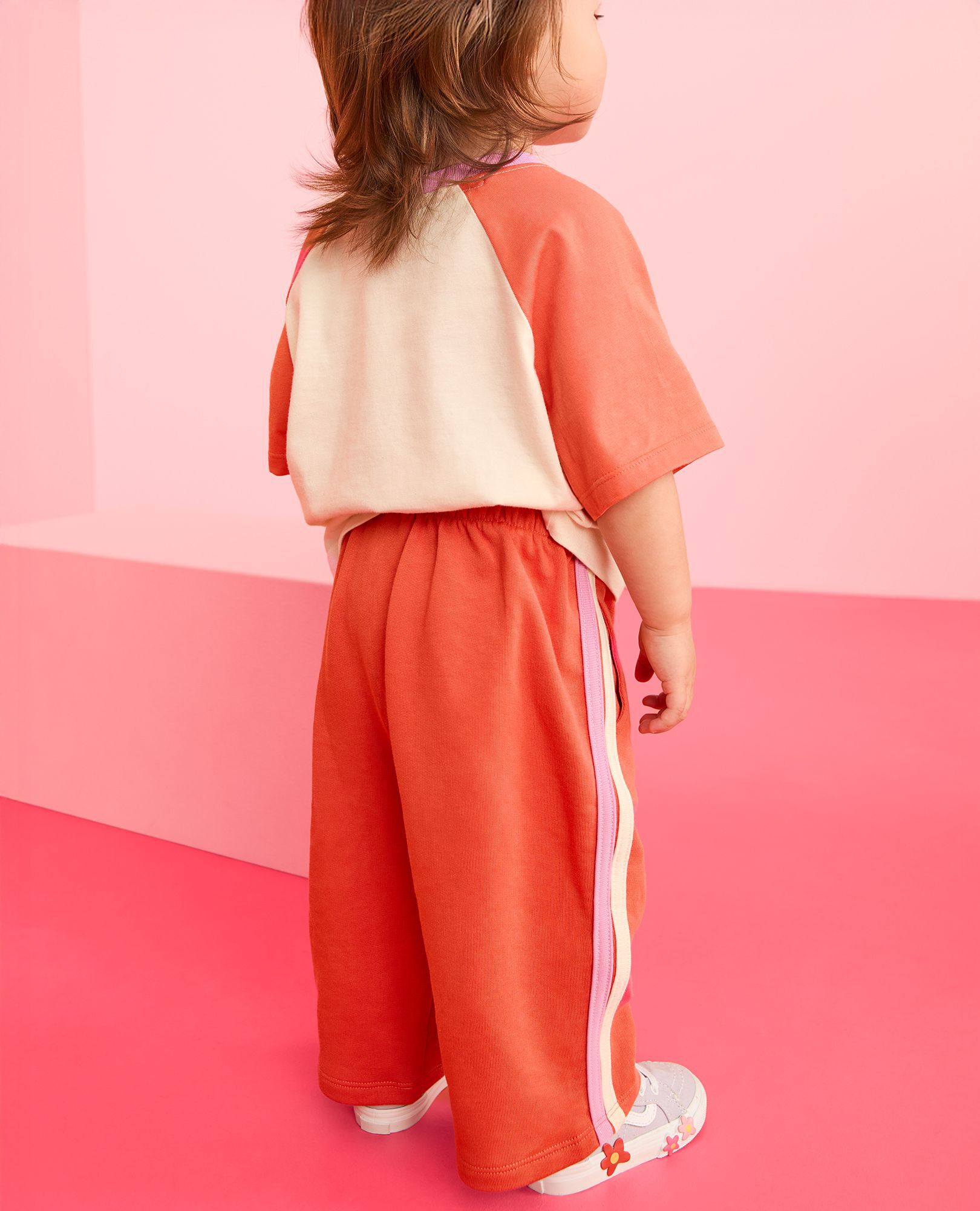 Oversized French Terry Side Stripe Sweatpants in Sun Fire - main