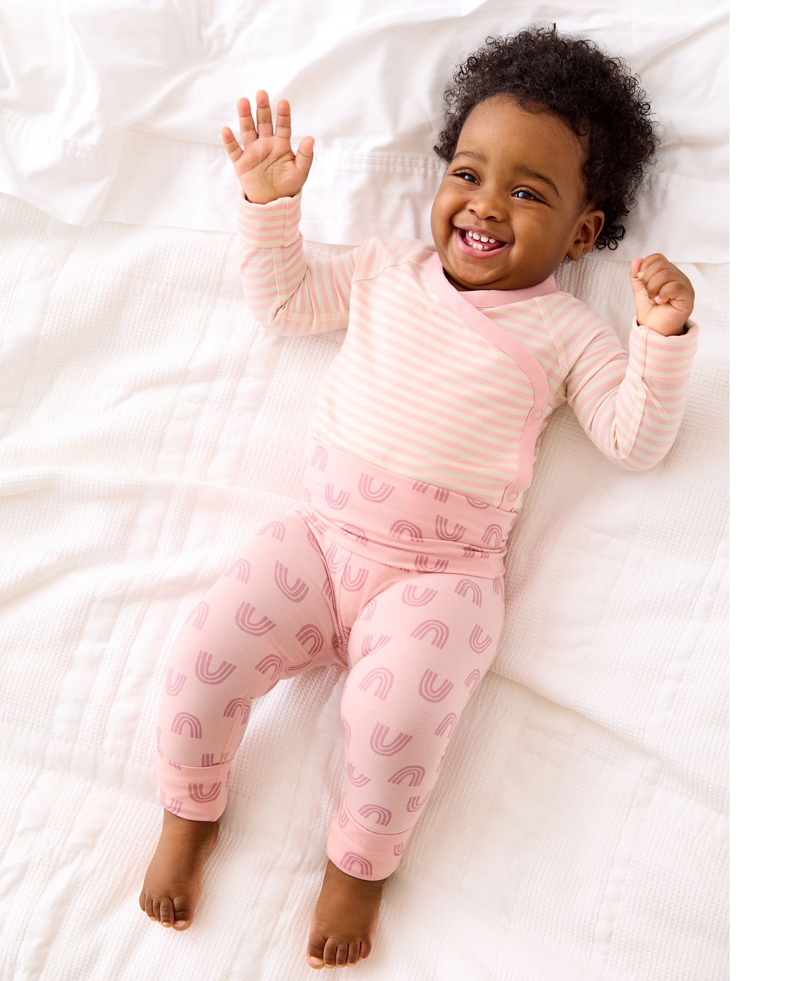 Ecru Blush Pink Baby Layette Bodysuit Toddler Girls Size 18 24 mos by Hanna Andersson