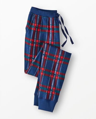 Women's Holiday Jogger Pajama Pants in Navy Plaid - main