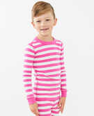 Long John Pajamas In Organic Cotton in Power Pink/Hanna White - main