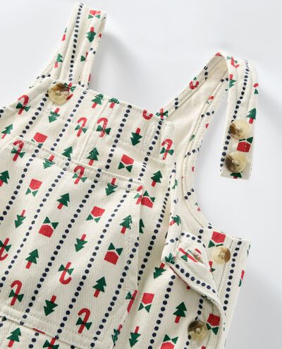 Baby Holiday Twill Overalls in Christmas Stripes - main