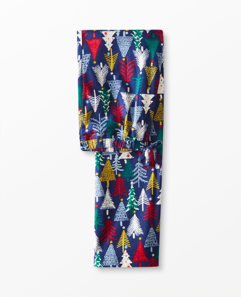 Adult Holiday Flannel Pajama Pant in Twinkly Trees on Navy - main