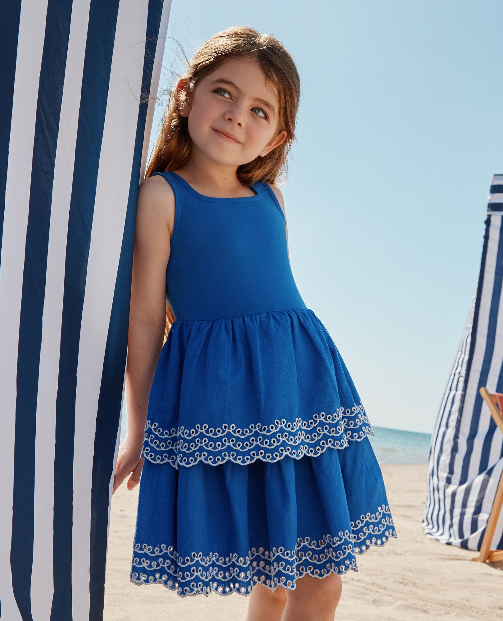 Sleeveless Embroidered Tiered Dress in Happy Blue - main