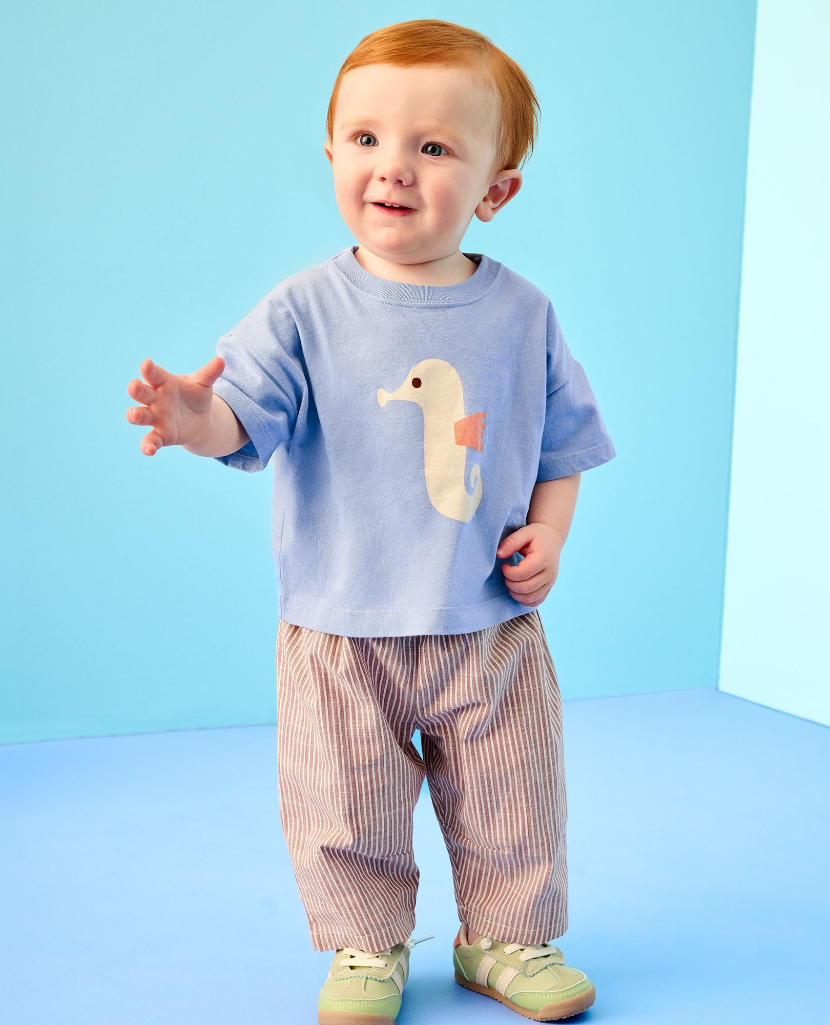 Baby Poplin Barrel Pants in Nettle Brown/Ecru - main